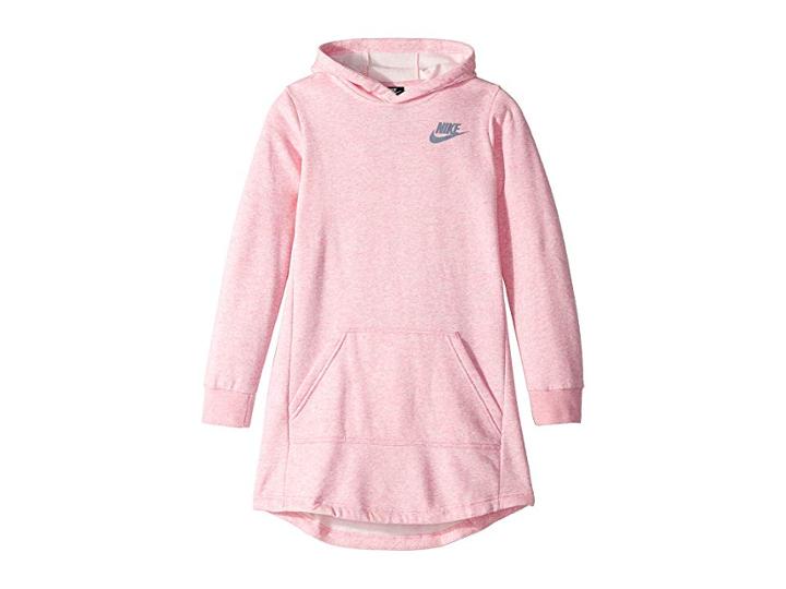 Nike Kids Nsw Long Sleeve Hoodie Dress (little Kids/big Kids) (pink/heather/ashen Slate) Girl's Dress