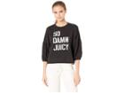 Juicy Couture So Damn Juicy Graphic Logo Top (pitch Black) Women's Clothing