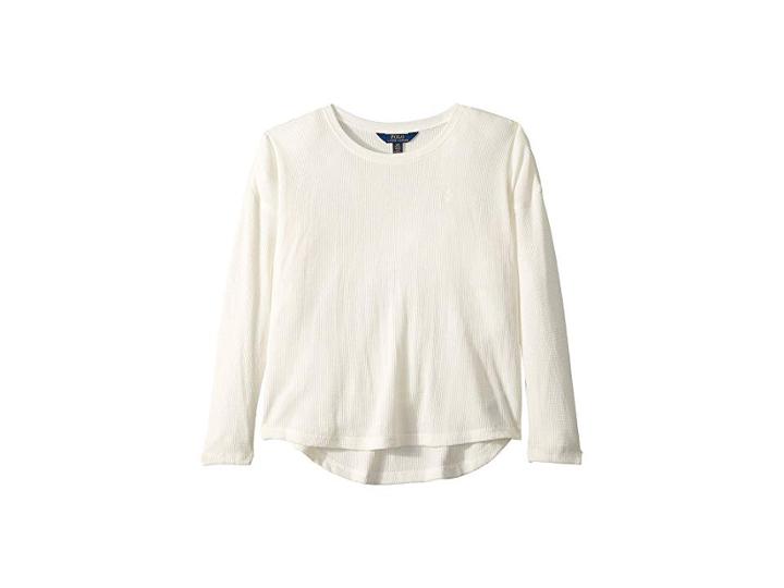 Polo Ralph Lauren Kids Drapey Waffle Top (little Kids/big Kids) (antique Cream) Girl's Clothing