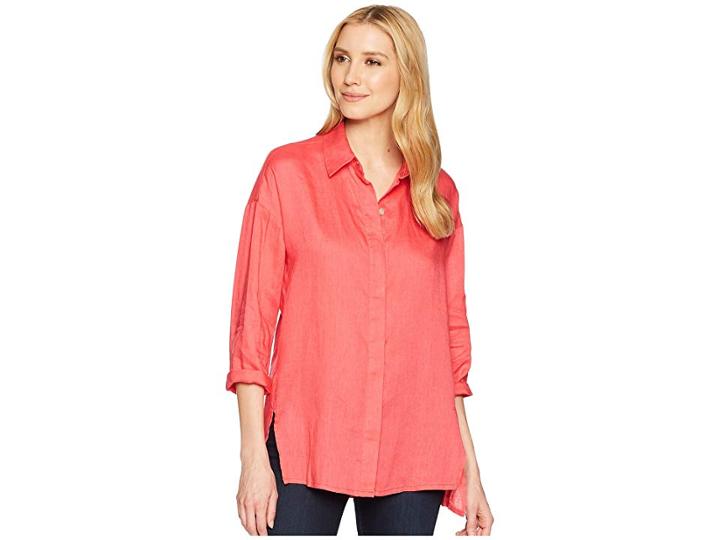 Elliott Lauren Handkerchief Linen Shirt (coral) Women's Long Sleeve Button Up
