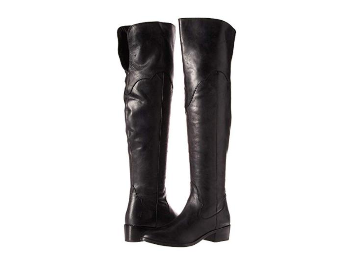 Frye Ray Over The Knee (black Polished Soft Grain) Women's  Boots