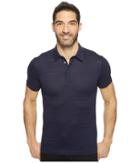 Lacoste Casual Elegance Short Sleeve Pique Jersey Subtle Stripe Slim (navy Blue) Men's Clothing