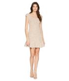 Rebecca Taylor Cap Sleeve Spring Tweed Dress (rosey Nude Combo) Women's Dress