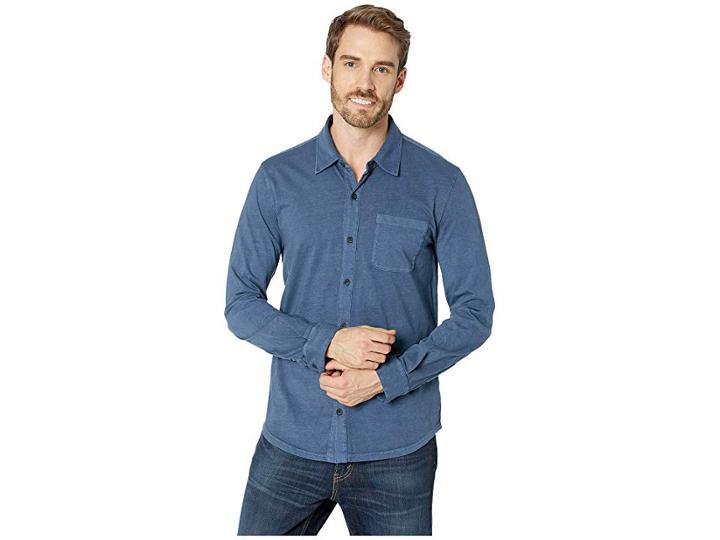 Mod-o-doc Summerland Knit Long Sleeve Jersey Button Front Shirt (parisian) Men's Long Sleeve Button Up