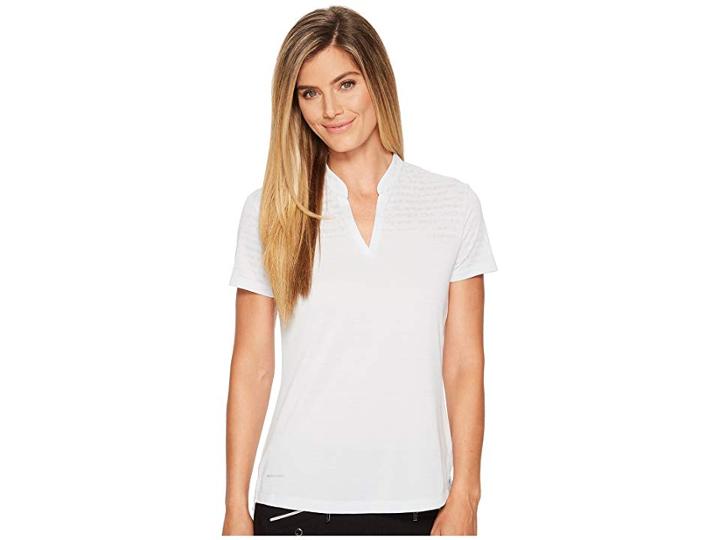 Nike Golf Zonal Cooling Polo Sphere Jacquard (pure Platinum/black) Women's Clothing
