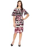 Gabby Skye Bell Sleeve Dress W/ Sash (plum/stone) Women's Dress