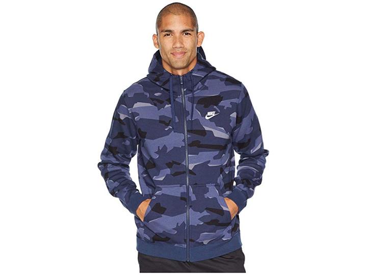 Nike Nsw Club Camo Hoodie Full Zip Bb (midnight Navy/midnight Navy/white) Men's Sweatshirt