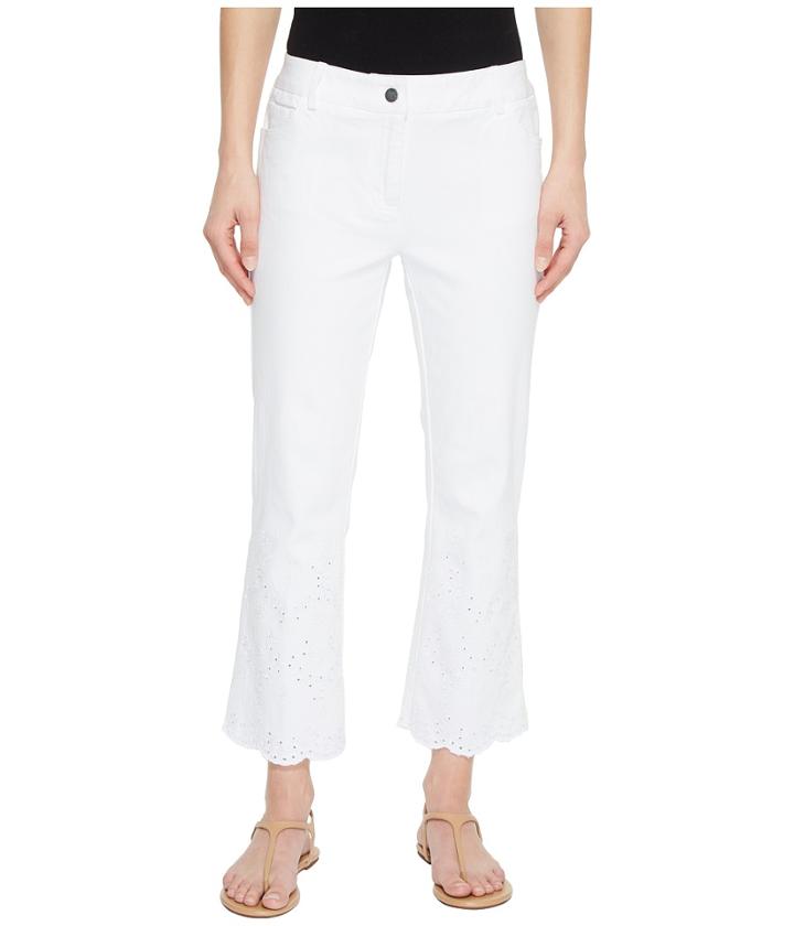 Elliott Lauren Five-pocket Crop Jeans With Eyelet Hem In White (white) Women's Jeans