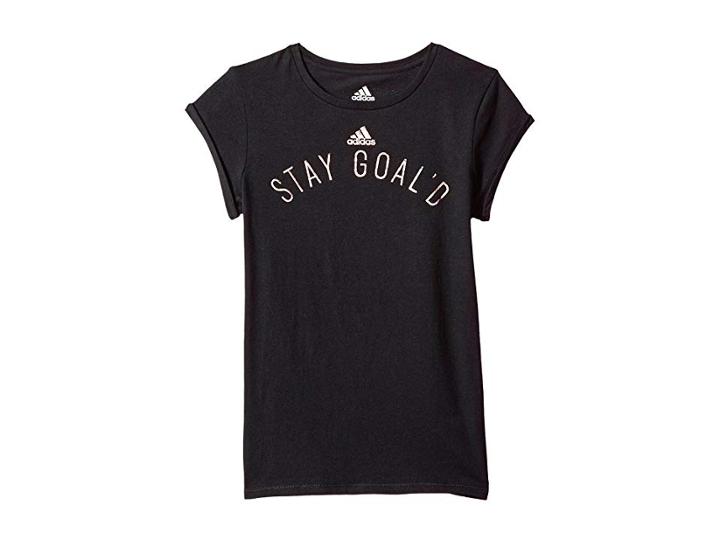 Adidas Kids On A Roll Tee (big Kids) (black) Girl's T Shirt