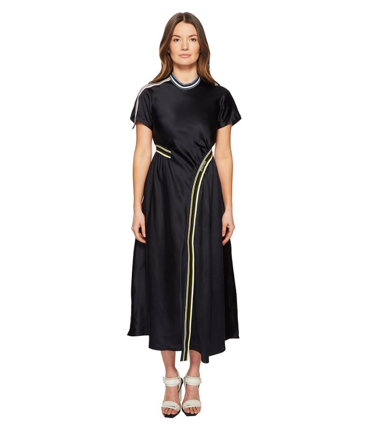 Sportmax Runway Desio Short Sleeve Asymmetrical Front Hem Dress (blue) Women's Dress