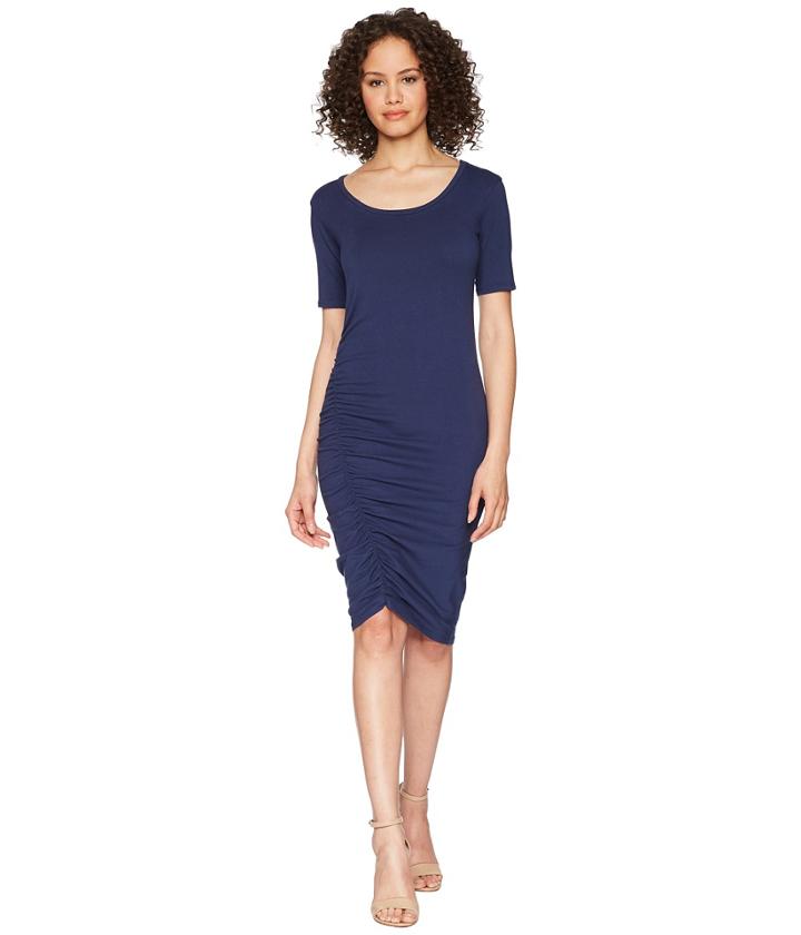 Michael Stars Cotton Lycra(r) Elbow Sleeve Scoop Neck Dress (passport) Women's Dress