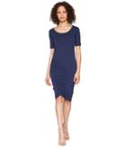 Michael Stars Cotton Lycra(r) Elbow Sleeve Scoop Neck Dress (passport) Women's Dress