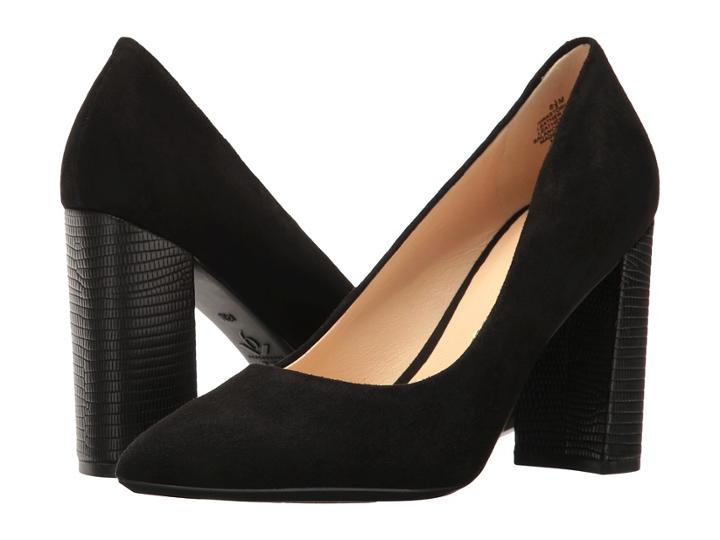 Nine West Astoria Block Heel Pump (black Isa Kid Suede) High Heels