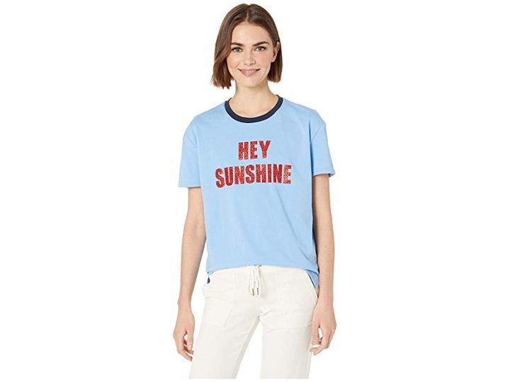 Juicy Couture Hey Sunshine Relaxed Tee (beach Blue) Women's Clothing