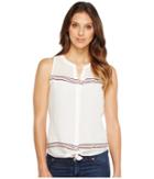 Lucky Brand Stripe Tie Front Top (red Multi) Women's Clothing