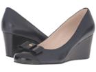 Cole Haan Elsie Bow Wedge 65mm Ii (blazer Blue Leather/black Patent) Women's Wedge Shoes