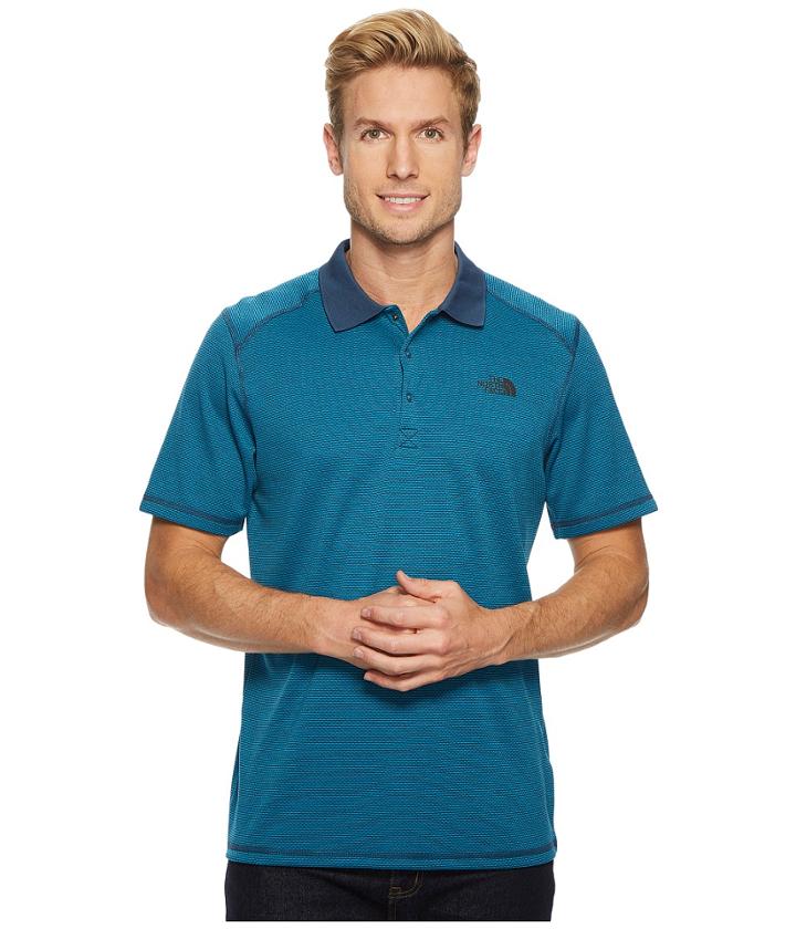 The North Face Short Sleeve Horizon Polo (shady Blue Stripe) Men's Short Sleeve Pullover