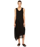 Y's By Yohji Yamamoto U-knit Sheer Combo Tank Dress (black) Women's Dress