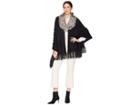 Lauren Ralph Lauren Reversible Fur Collar Ruana (black/charcoal) Women's Clothing
