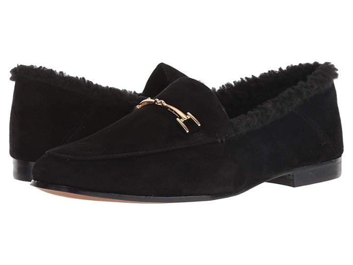 Sam Edelman Loraine (black Suede Kid Suede Leather/vegan Shearling Fur) Women's Dress Sandals