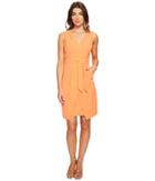 Donna Morgan Crepe Dress W/ Tie Detail At Waist And Overlapping Skirt (sherbert) Women's Dress