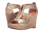 Michael Michael Kors Damita Wedge (pale Gold Sueded Saffiano) Women's Wedge Shoes