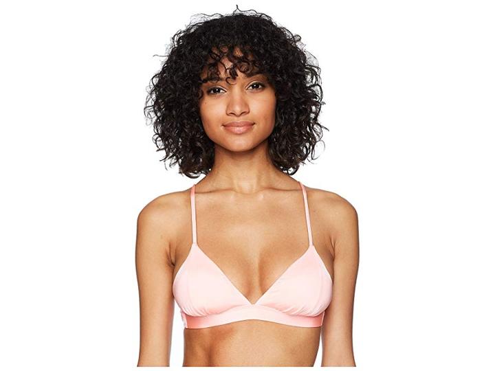 The Bikini Lab Solid Banded Triangle Bikini Top (pink) Women's Swimwear