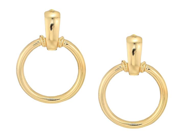 Steve Madden Solid Hoop Bar Post Earrings (gold) Earring