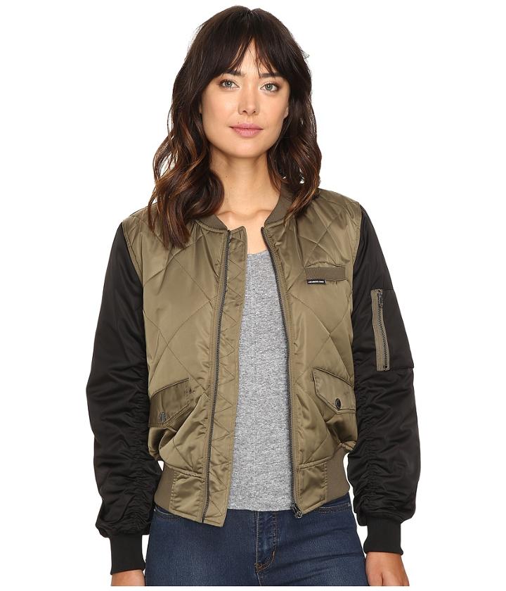 Members Only Diamond Quilted Bomber Jacket (olive) Women's Coat