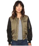 Members Only Diamond Quilted Bomber Jacket (olive) Women's Coat