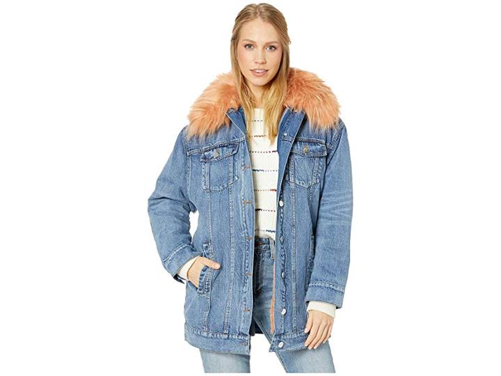Avec Les Filles Faux Fur-trimmed Trucker (denim) Women's Coat