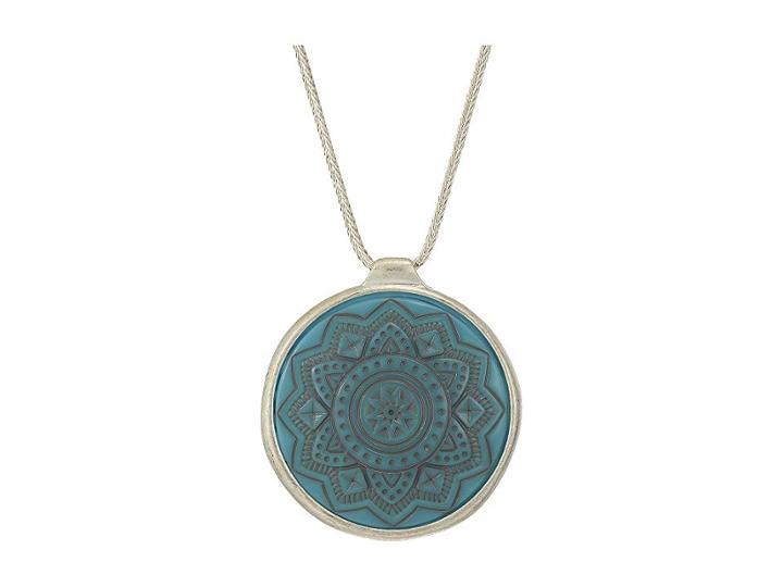 The Sak Etched Inlay Pendant Necklace 28 (turquoise) Necklace
