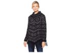 Tribal Long Sleeve Cowl Neck Jacquard Sweater (black) Women's Sweater