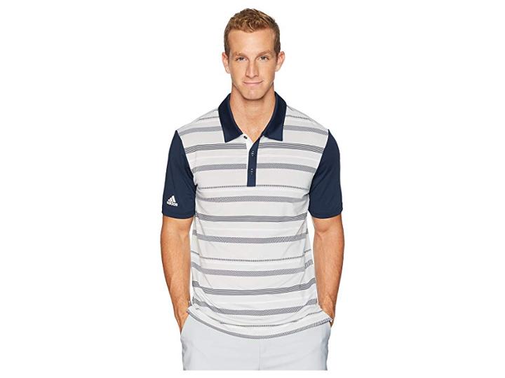 Adidas Golf Ultimate Novelty Stripe Polo (grey Two/collegiate Navy) Men's Clothing