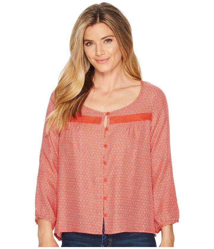 Toad&co Windsong Long Sleeve Shirt (guava Diamond Print) Women's Clothing