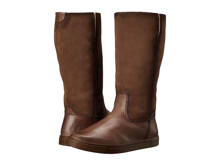 Frye Gemma Tall Shearling (grey Soft Vintage Leather/oiled Suede) Cowboy Boots