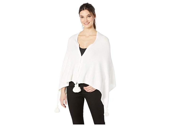 Michael Stars Tomlin Knit Tasseled Wrap (chalk/heather Grey) Scarves