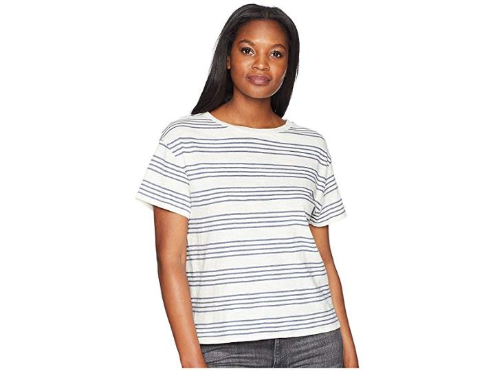 Pendleton Soft Stripe Cotton Tee (marshmallow/vintage Indigo) Women's T Shirt