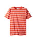 Lacoste Kids Short Sleeve Striped Jersey T-shirt (toddler/little Kids/big Kids) (watermelon/white) Boy's Clothing