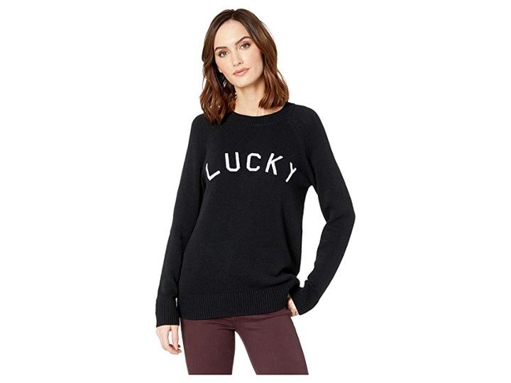 Lucky Brand Lucky Varsity Sweater (black Multi) Women's Sweater