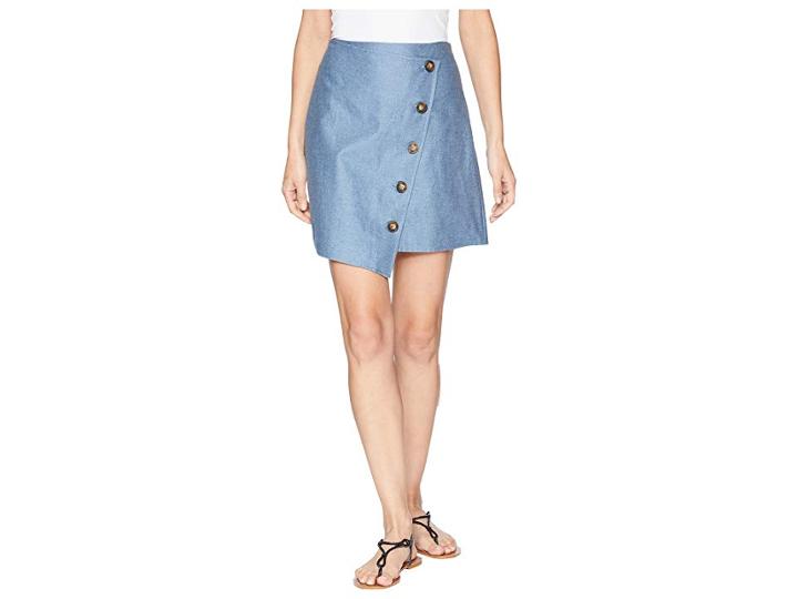 J.o.a. Angle Buttoned Mini Skirt (light Chambray) Women's Skirt