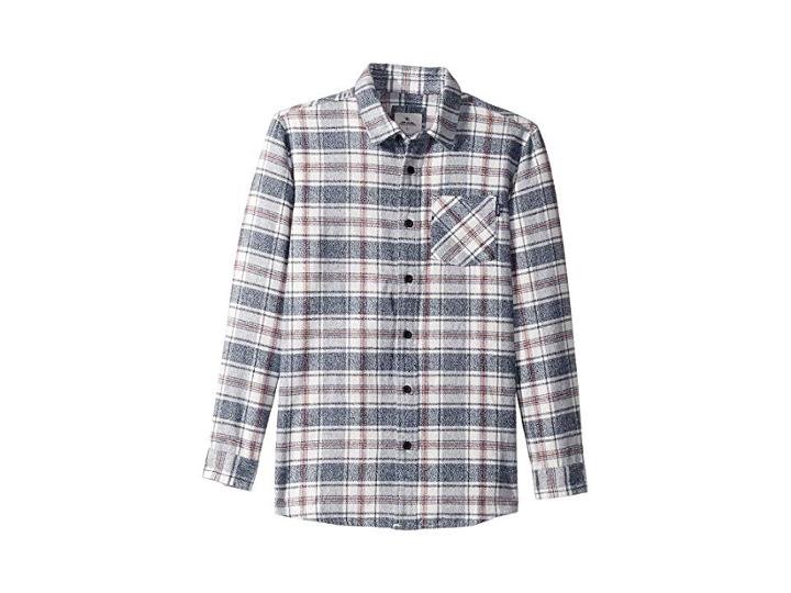 Rip Curl Kids Ravin Long Sleeve Flannel Shirt (big Kids) (off-white) Boy's Clothing