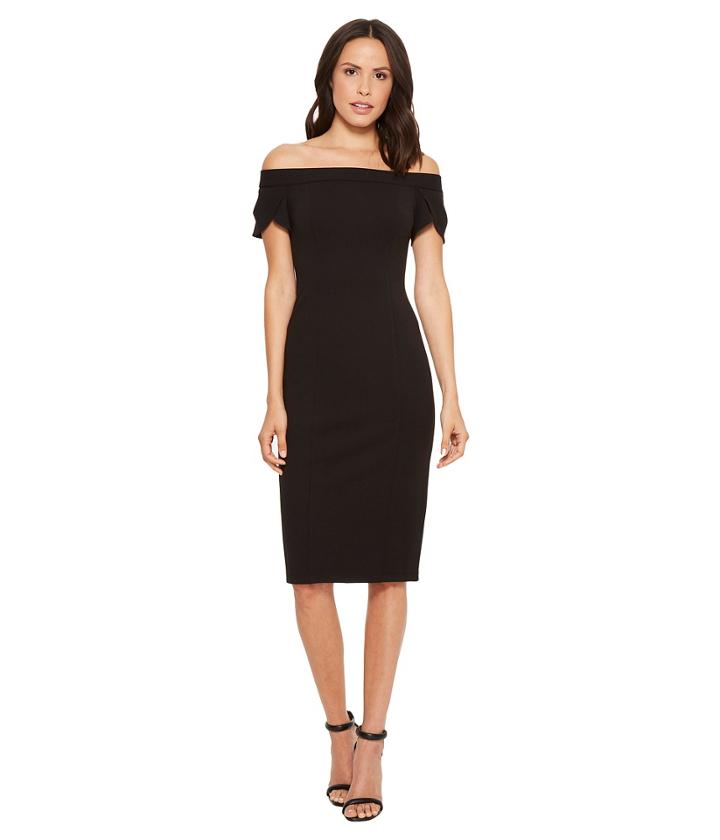 Donna Morgan Off The Shoulder Crepe Top With Tulip Sleeve (black) Women's Clothing