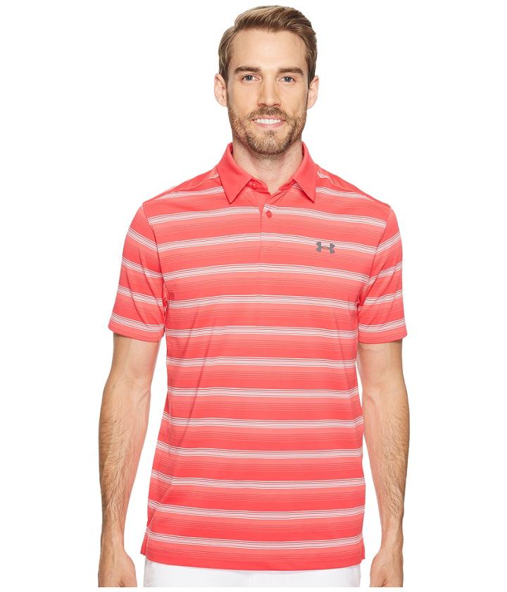 Under Armour Golf Coolswitch Bermuda Stripe (hollywood/rhino Gray) Men's Short Sleeve Knit