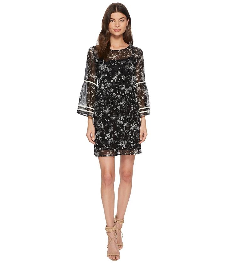 Kensie Fresh Floral Dress Ks3k8081 (black Combo) Women's Dress