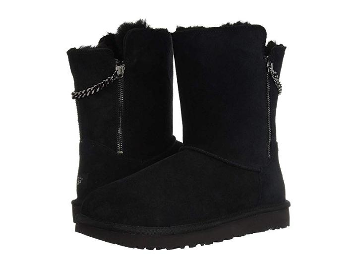 Ugg Classic Short Sparkle Zip (black) Women's Zip Boots
