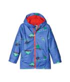 Joules Kids Printed Rubber Coat (toddler/little Kids) (blue Dino Paddle) Boy's Coat