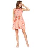 Taylor Floral Print Fit And Flare Dress (coral Multi) Women's Dress