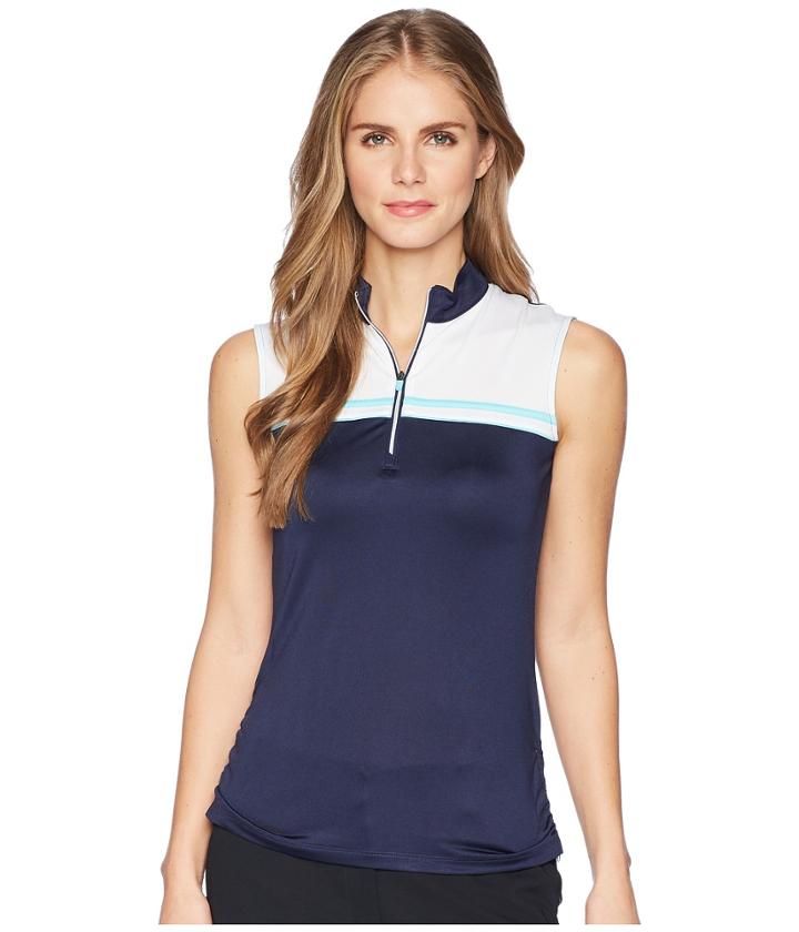 Callaway Color-blocked Sleeveless Polo (peacoat) Women's Sleeveless