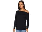 Three Dots Refined Jersey Off Shoulder Top (black) Women's Clothing